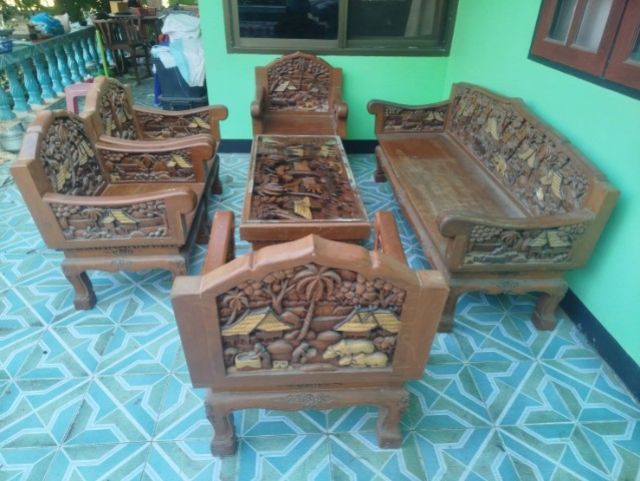 ชุดรับแขกไม้สักแท้ งานแกะสลักโบราณ หายาก(Rare)
 รูปที่ 3