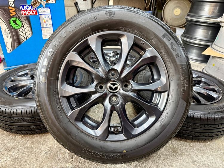 ล้อแม็ก MAZDA 2 ขอบ 15” สภาพสวยสีเดิม ยาง FIRESTONE 185-65R15 ปี 23 ดอกยางสวยพร้อมใช้งาน