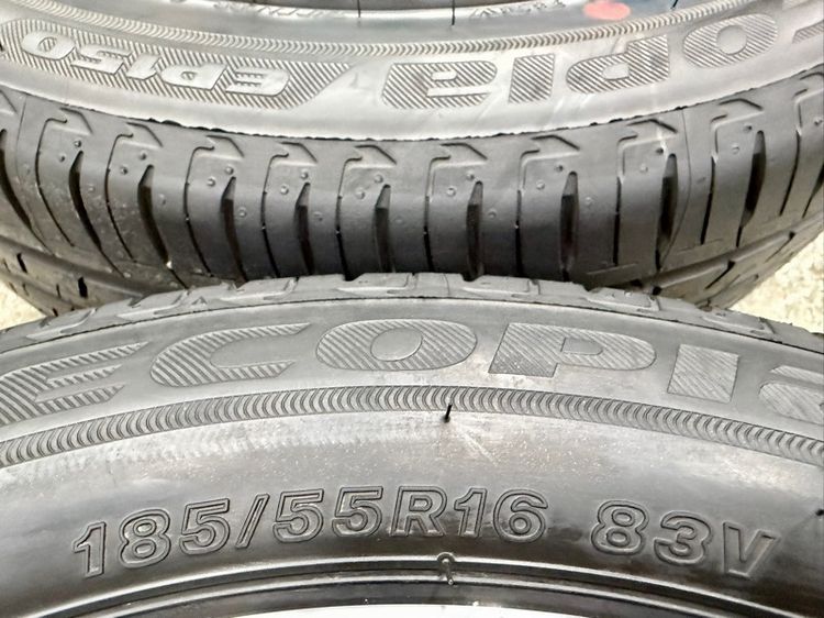 ยางถอดป้ายแดงขอบ 16” ยี่ห้อ BRIDGESTONE รุ่น ECOPIA EP150 ขนาด 185-55R16 ปี 24 สีเส้นตุ่มหน้ายางยังอยู่ครบ  รูปที่ 4