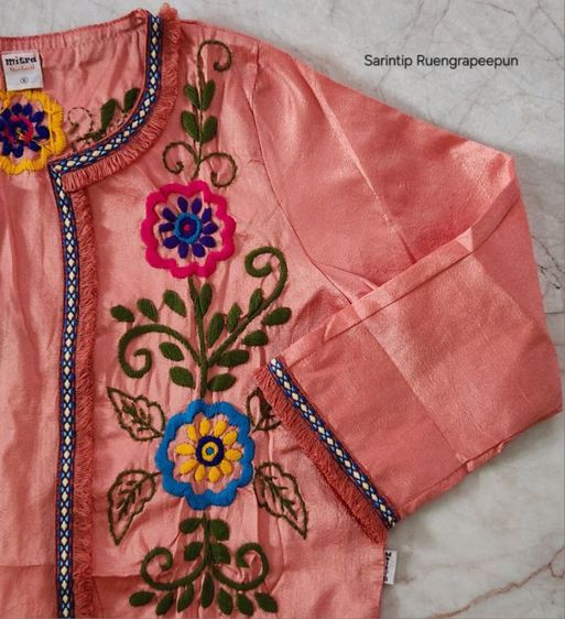 Mitra Floral Hand Embroidered Tassels Blazer เสื้อคลุมปัก(มือ)ดอกไม้แต่งพู่ SIZE S อก 37"  รูปที่ 5