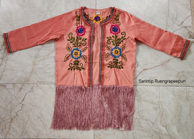 แขนยาว เบลเซอร์ Mitra Floral Hand Embroidered Tassels Blazer เสื้อคลุมปัก(มือ)ดอกไม้แต่งพู่ SIZE S อก 37" 