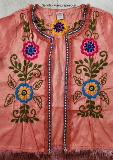 Mitra Floral Hand Embroidered Tassels Blazer เสื้อคลุมปัก(มือ)ดอกไม้แต่งพู่ SIZE S อก 37"  รูปที่ 4