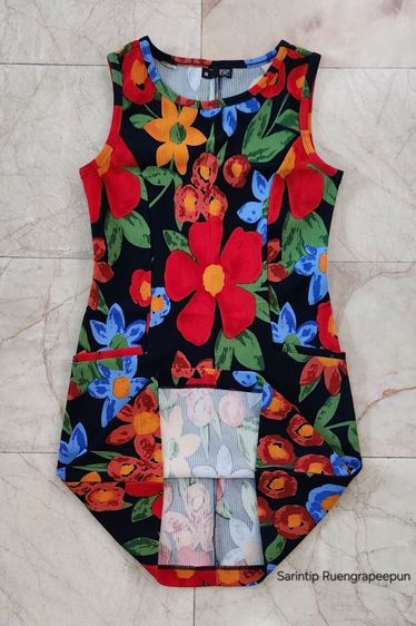F and F Tropical Floral Sleeveless Mini Dress มินิเดรสแขนกุดลายดอกไม้ SIZE S อก 32" รูปที่ 11