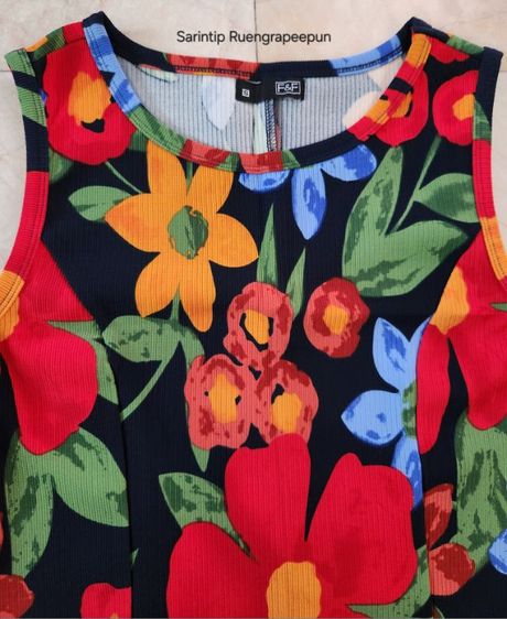 F and F Tropical Floral Sleeveless Mini Dress มินิเดรสแขนกุดลายดอกไม้ SIZE S อก 32" รูปที่ 2