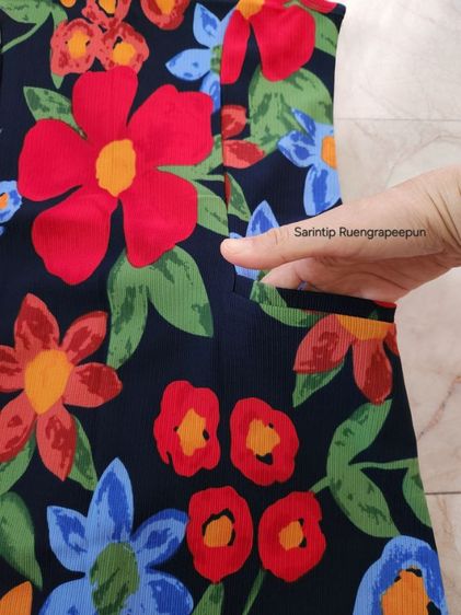 F and F Tropical Floral Sleeveless Mini Dress มินิเดรสแขนกุดลายดอกไม้ SIZE S อก 32" รูปที่ 7