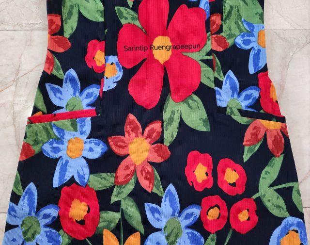 F and F Tropical Floral Sleeveless Mini Dress มินิเดรสแขนกุดลายดอกไม้ SIZE S อก 32" รูปที่ 3