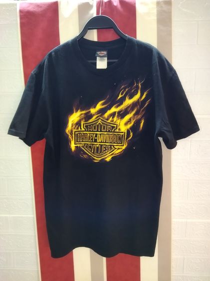 เสื้อยืด vintage Harley Davidson ลายไฟปี2010
