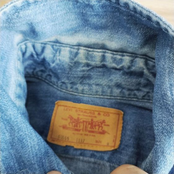 Vtg. 70s Levi's Orange Tab Denim Jean Work Shirt Black Button Indigo Cotton Medium Size  รูปที่ 5