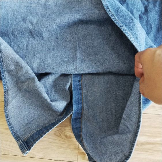 Vtg. 70s Levi's Orange Tab Denim Jean Work Shirt Black Button Indigo Cotton Medium Size  รูปที่ 9