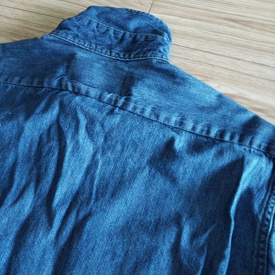 Vtg. 70s Levi's Orange Tab Denim Jean Work Shirt Black Button Indigo Cotton Medium Size  รูปที่ 8