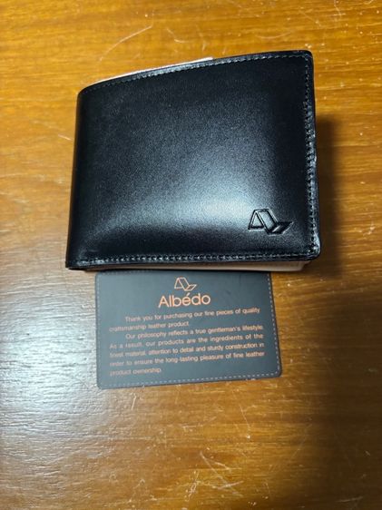 กระเป๋าตังค์brand name Albedo หนังแท้คุณภาพเยี่ยม ขนาด11 cm สีดำ ของใหม่ ได้มา ไม่ได้ใช้