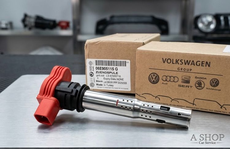 คอยล์จุดระเบิด Ignition Coil แท้เบิกศูนย์ Volkswagen Audi หมายเลขอะไหล่ 06E905115G รุ่นหัวแด