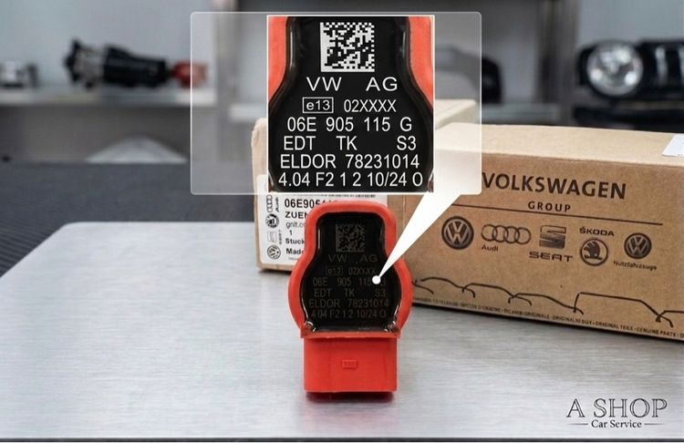 คอยล์จุดระเบิด Ignition Coil แท้เบิกศูนย์ Volkswagen Audi หมายเลขอะไหล่ 06E905115G รุ่นหัวแด รูปที่ 2
