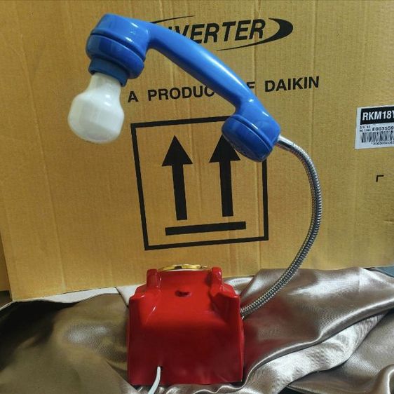 โคมไฟ ตั้งโต๊ะ โคมไฟวินเทจ โคมไฟโทรศัพท์ Handmade หลอดเกลียว เปลี่ยนหลอดเองได้ งานสวย สีสวยคลาสสิค รูปที่ 7