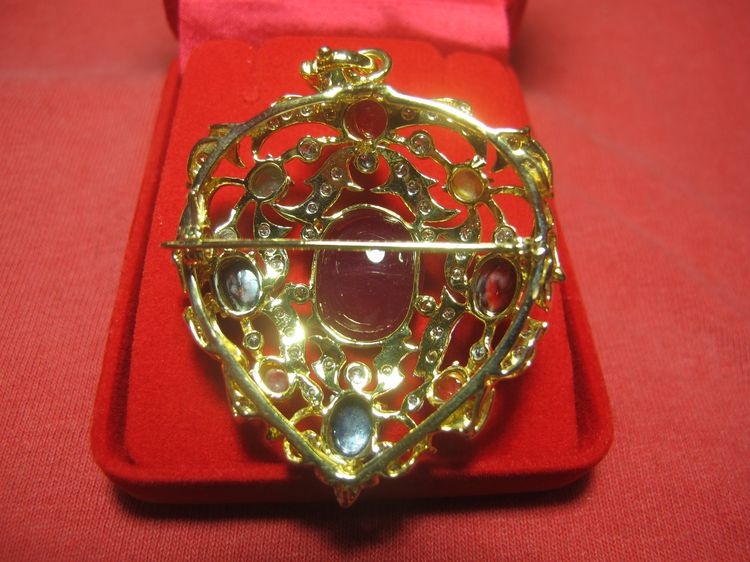 จี้ทองคำฝังเพชรแท้ พลอยนพเก้าขนาดใหญ่สวย เพชร2.79 ct ทอง 17.15g ราคา 95,500 รูปที่ 4