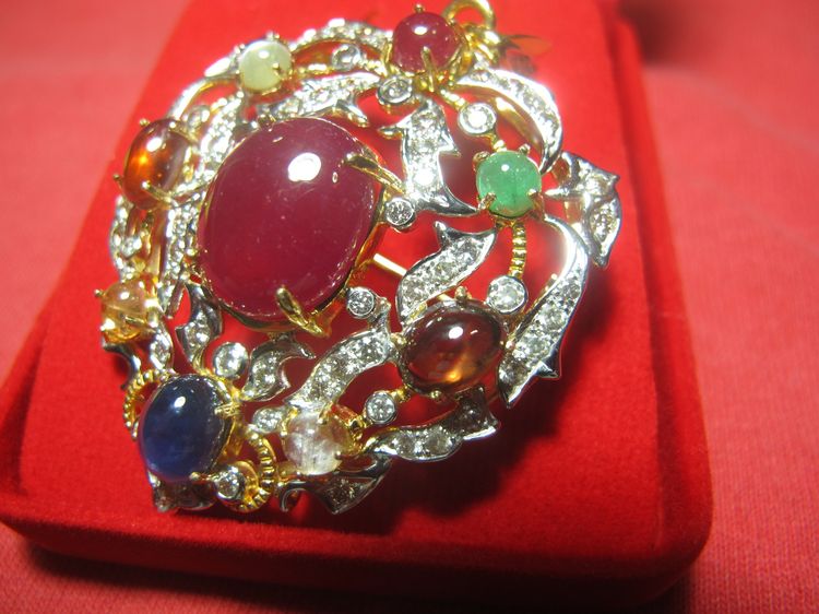 จี้ทองคำฝังเพชรแท้ พลอยนพเก้าขนาดใหญ่สวย เพชร2.79 ct ทอง 17.15g ราคา 95,500 รูปที่ 5