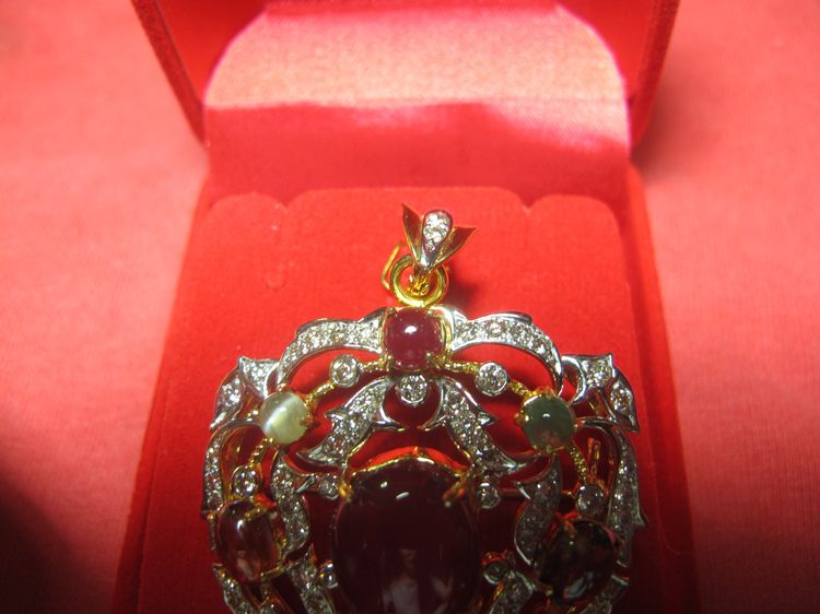 จี้ทองคำฝังเพชรแท้ พลอยนพเก้าขนาดใหญ่สวย เพชร2.79 ct ทอง 17.15g ราคา 95,500 รูปที่ 8