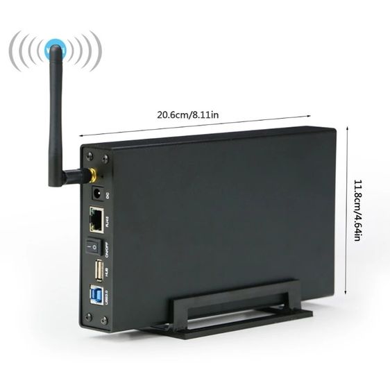 กล่องใส่ HDD แบบไม่ใช้ Bluetooth ที่เก็บข้อมูล NAS แบบพกพาพอร์ต USB 3.0 RJ-45 Ethernet