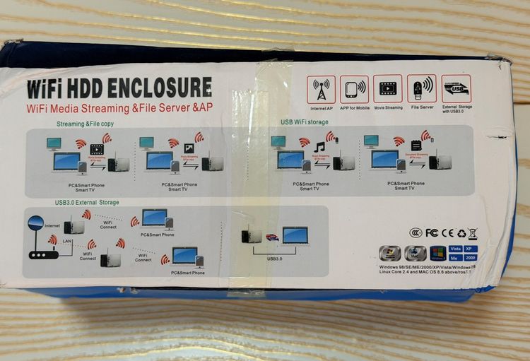 กล่องใส่ HDD แบบไม่ใช้ Bluetooth ที่เก็บข้อมูล NAS แบบพกพาพอร์ต USB 3.0 RJ-45 Ethernet รูปที่ 4
