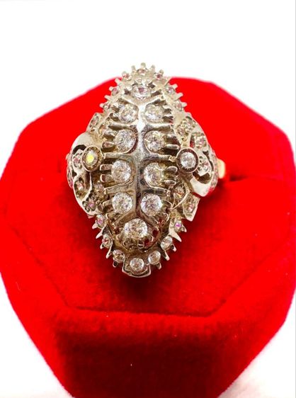 ทองคำขาว แหวนพลอยขาวทอง 9k งานโบราณ