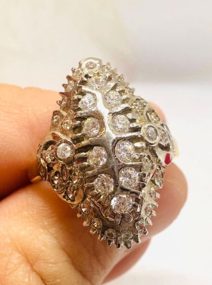 แหวนพลอยขาวทอง 9k งานโบราณ รูปที่ 5