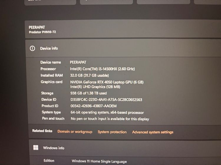 Acer Predator Helios Neo 16 PHN16-72-55NZ Ram32GB Rom1500GB รูปที่ 3