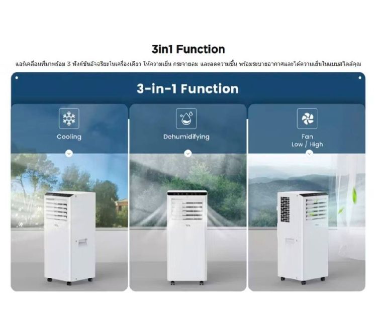 แอร์เคลื่อนที่มือสอง TCL ขนาด9,000 BTU รุ่นTAC-09CPA-SL2 รูปที่ 4