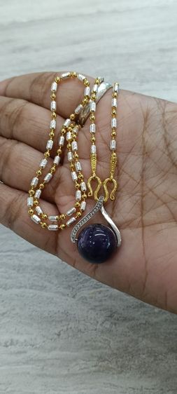 จี้หินอเมทิสแท้ 12 มิลพร้อมสร้อยคองานจิวเวอร์รี่ใส่อาบน้ำได้ยาว 18 นิ้วเหนือล่องนม รูปที่ 17