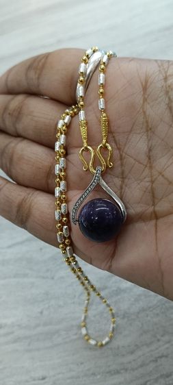 จี้หินอเมทิสแท้ 12 มิลพร้อมสร้อยคองานจิวเวอร์รี่ใส่อาบน้ำได้ยาว 18 นิ้วเหนือล่องนม รูปที่ 2