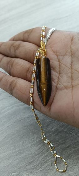 จี้หินไทเกอร์อายแท้พร้อมสร้อยคอใส่อาบน้ำได้ยาว 18 นิ้วเหนือล่องนม