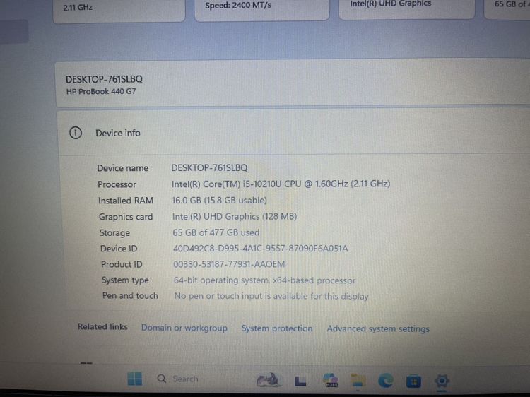 HP ProBook 440 G7 i5 gen 10 M.2 512 GB สภาพสวย แบตนาน ราคาถูกใจ รูปที่ 2