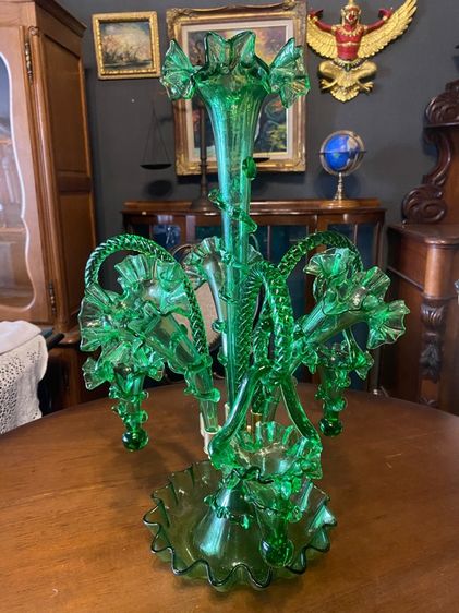 แจกันไหมฟ้าแก้วเป่าสไตล์ยุควิกตอเรียน