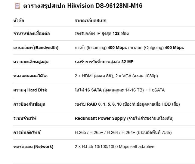 ขายเครื่องบันทึกระดับไฮเอนด์ Hikvision DS-96128NI-M16 (Ultra Series) NVR 128 ช่อง รุ่นใหญ่ สเปกเทพ รูปที่ 13