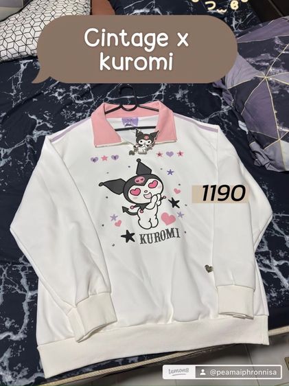 เสื้อแขนยาวคอซิป แบรนด์cintage ลายคุโรมิ  รูปที่ 4
