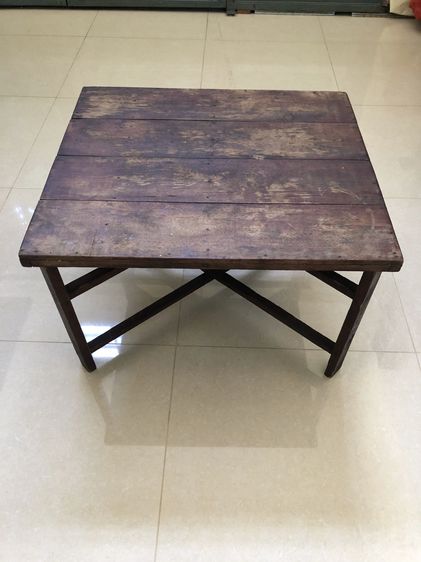 โต๊ะจีนไม้สัก ทรงเหลี่ยม โต๊ะเตี้ย ใช้งานได้ปกติ สภาพเก่าตามเวลา รูปที่ 2