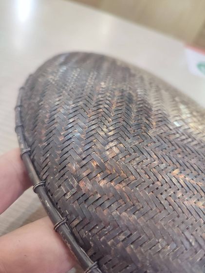 กระด้งถักสาน งานขึ้นมือ โบราณ  สไตล์วินเทจ งานกะไหล่เงิน รูปที่ 14