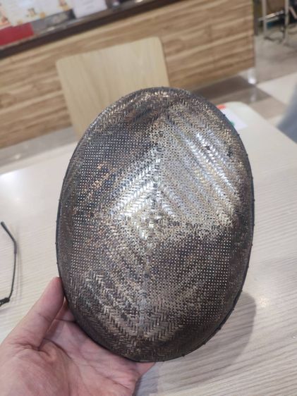 เครื่องเงินเก่า กระด้งถักสาน งานขึ้นมือ โบราณ  สไตล์วินเทจ งานกะไหล่เงิน