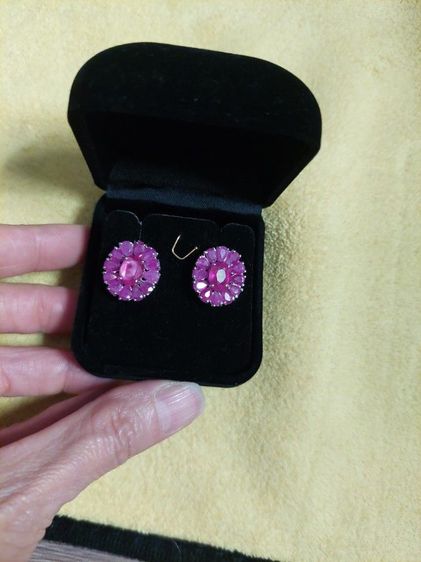 ต่างหูก้าน ทับทิม ตัวเรือนเงิน