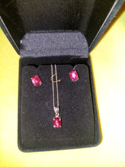 ต่างหู สร้อย ทับทิมมีสตาร์ ตัวเรือนเงินชุบโรสโกลด์ รูปที่ 4