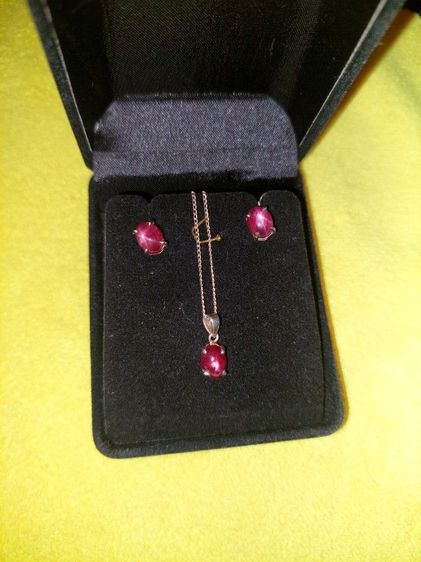 ต่างหู สร้อย ทับทิมมีสตาร์ ตัวเรือนเงินชุบโรสโกลด์ รูปที่ 2