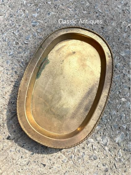 ถาดน้ำชา ทองเหลือง เก่าโบราณสะสม