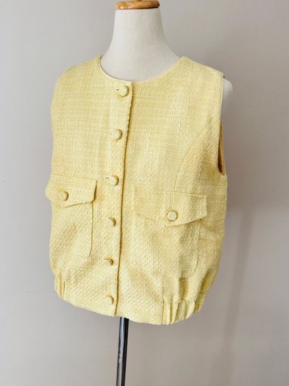 พร้อมส่ง Used Lyn Around Vest Tweed Yellow Pastel L รูปที่ 10