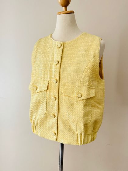 พร้อมส่ง Used Lyn Around Vest Tweed Yellow Pastel L รูปที่ 4