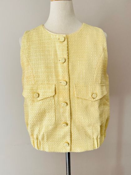 พร้อมส่ง Used Lyn Around Vest Tweed Yellow Pastel L รูปที่ 2