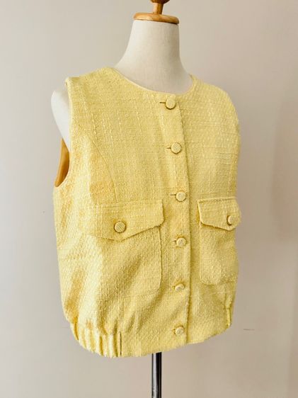 พร้อมส่ง Used Lyn Around Vest Tweed Yellow Pastel L รูปที่ 6