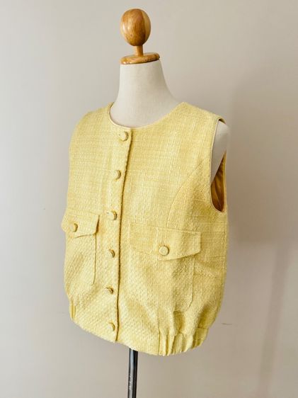 พร้อมส่ง Used Lyn Around Vest Tweed Yellow Pastel L รูปที่ 9