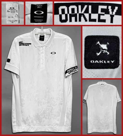 ขาว แขนสั้น ⚠️โลโก้หลายจุด‼️เสื้อโปโล OAKLEY ของแท้ แบบสวยสไตล์สปอร์ต