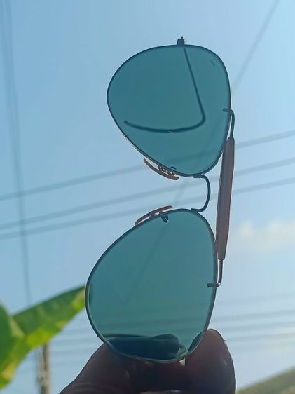 VINTAGE RAY BAN BL OUTDOORSMAN AVIATOR SUNGLASSES 58 14 mm USA MADE U ตี๋เล็ก เลนส์ BL 2 ตัวดำเขียวสว่างเดิมใสไร้ริ้วรอย ขาเกี่ยวเฟรมทอง