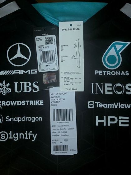 เสื้อยืดกีฬาผู้หญิง Jersey Mercedes - AMG Petronas Formula 1 Team Driver KF0162 สีดำ size xxs  รูปที่ 5
