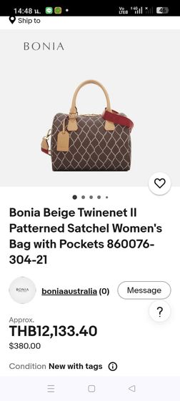 ขอขายกระเป๋าหิ้วผู้หญิงแบรนด์ Bonia ทรง monogram รหัส 860076-304-21-17  แท้ ขนาด 27X22cm. รูปที่ 2